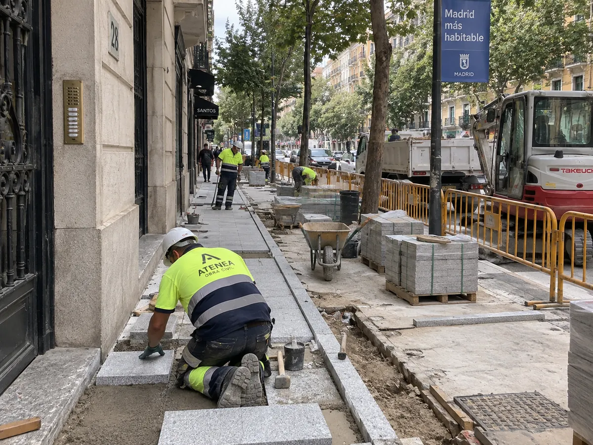 Renovación de aceras y pavimento en vía pública en Madrid
