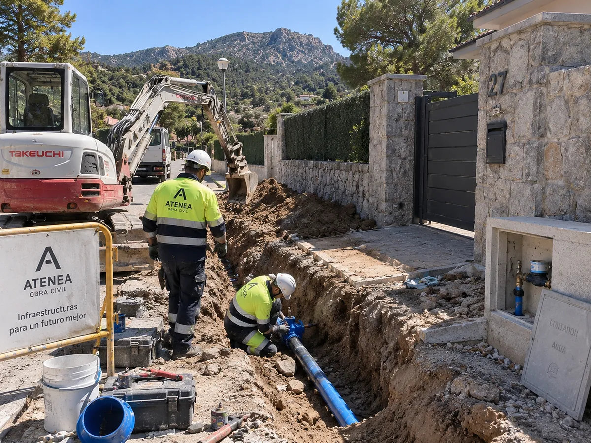 Operarios ejecutando una acometida de agua a vivienda